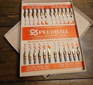 Vintage Speedball Triple Reservoir Pens Set